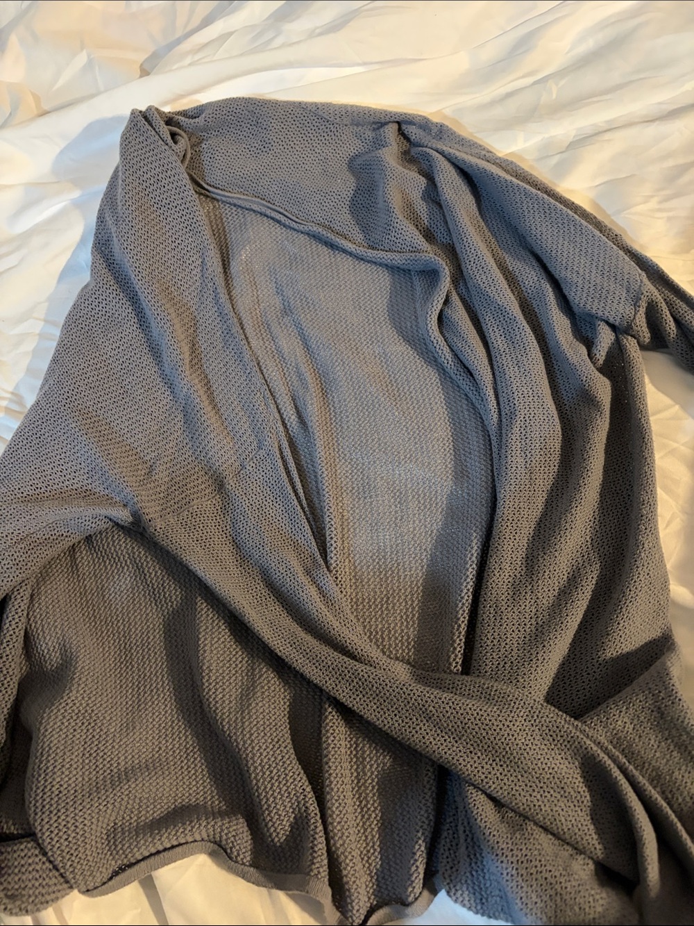 GAP Light Gray Open Knit Draped Cardigan